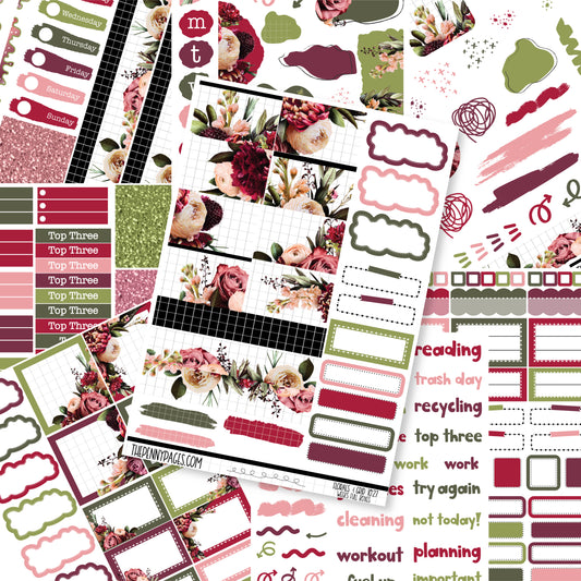 #1027 Florals & Grid - Weeks vertical weekly kit