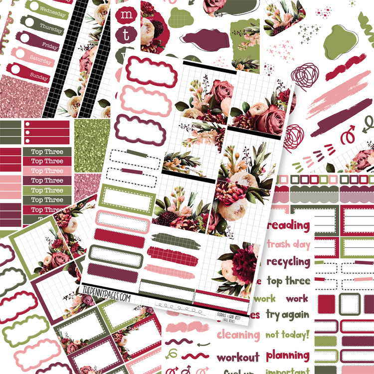 # 1027 Florals & Grid  - B6 vertical weekly kit
