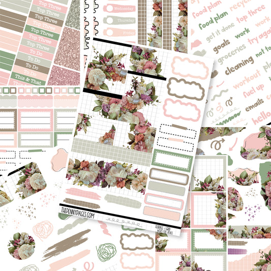 March - Florals & Grid - Weeks vertical weekly kit