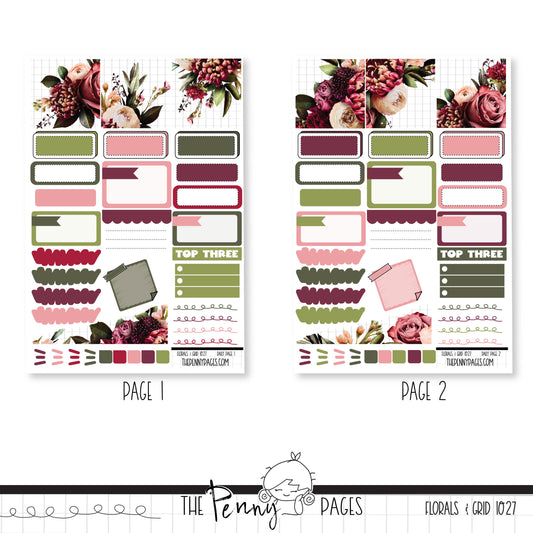 #1027 Florals & Grid  - Daily Pages