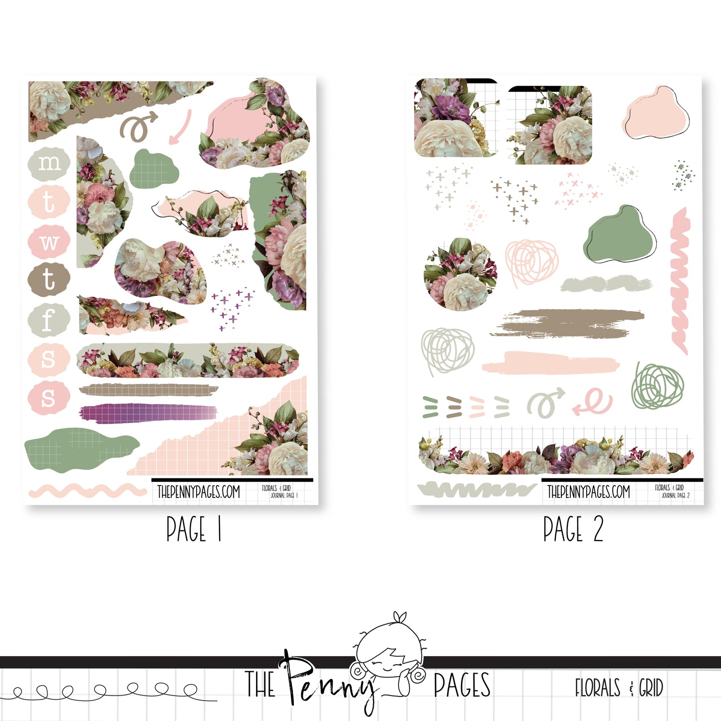 March - Florals & Grid - Journaling Kit
