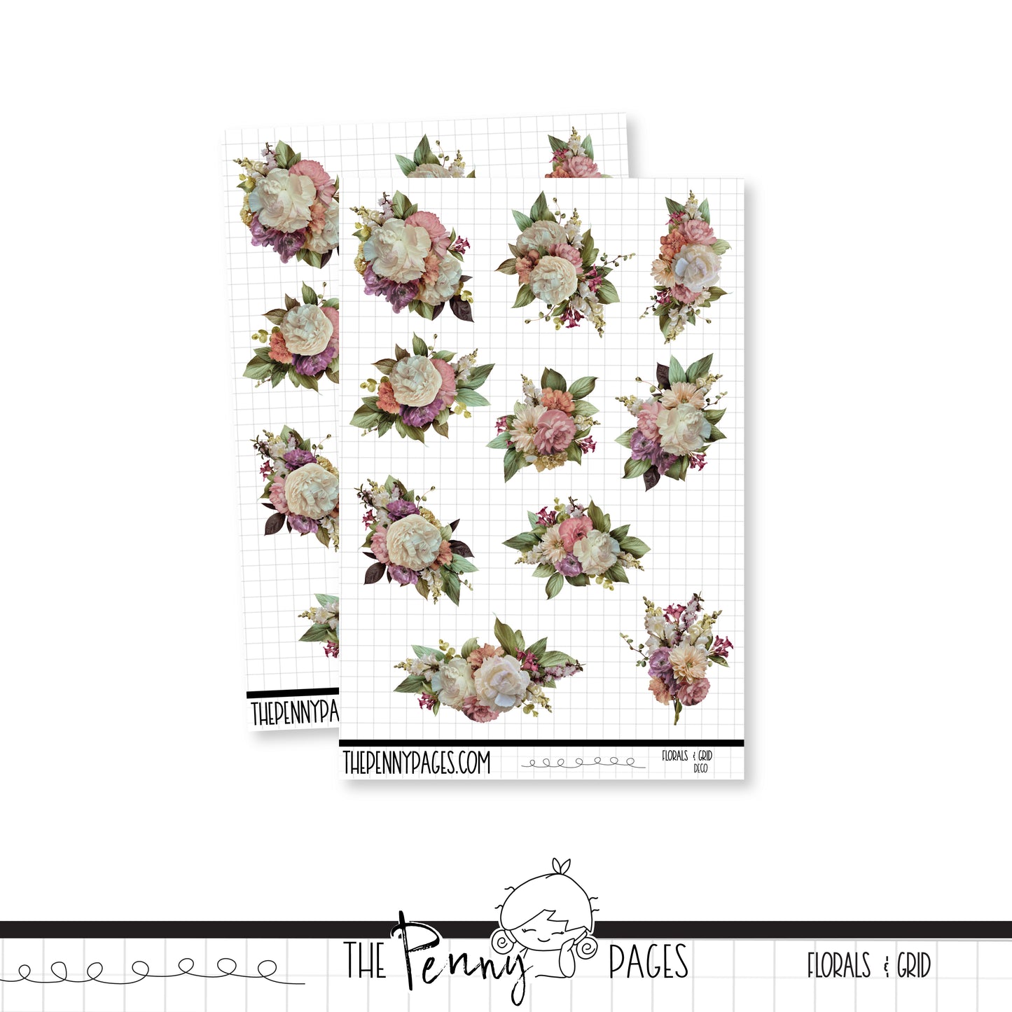 March - Florals & Grid  - Deco sheet