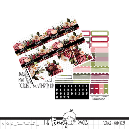 #1027 Florals & Grid - Various Size Monthly kit