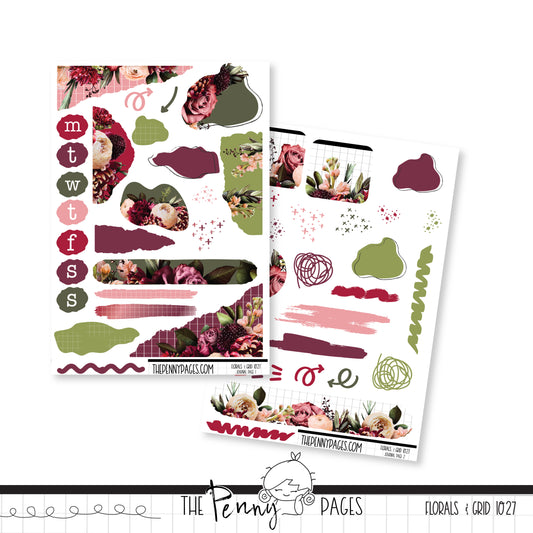 #1027 Florals & Grid - Journaling Kit