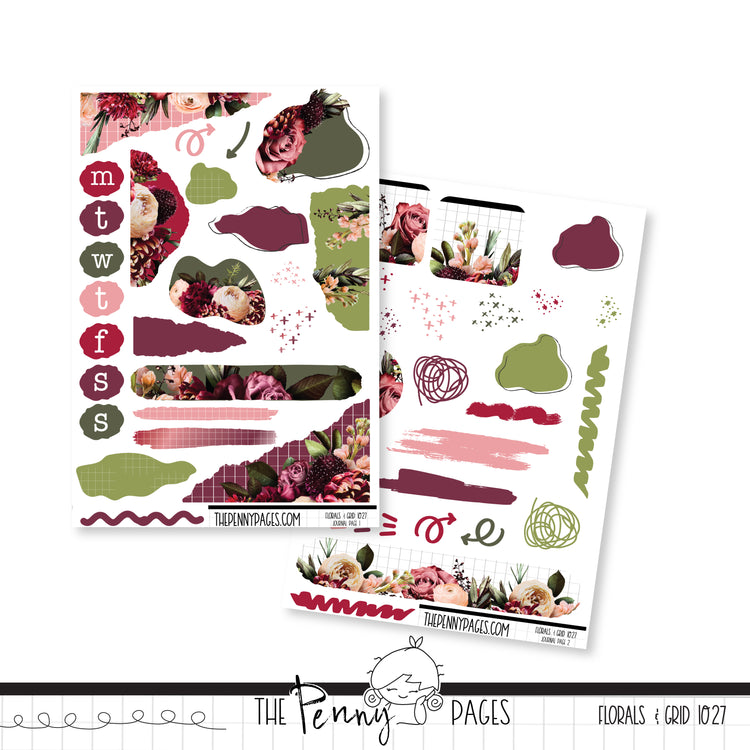 #1027 Florals & Grid - Journaling Kit