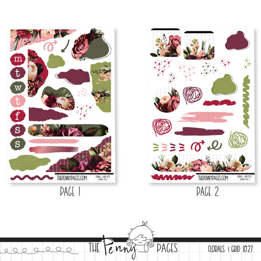 #1027 Florals & Grid - Journaling Kit