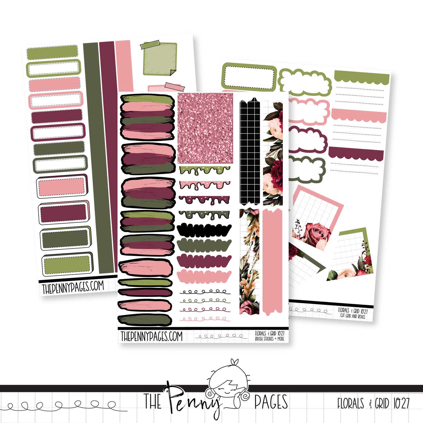 #1027 Florals & Grid  - Functional Bundle