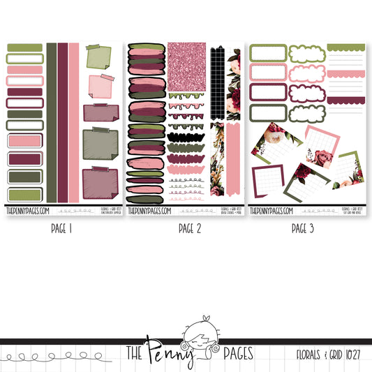 #1027 Florals & Grid  - Functional Bundle