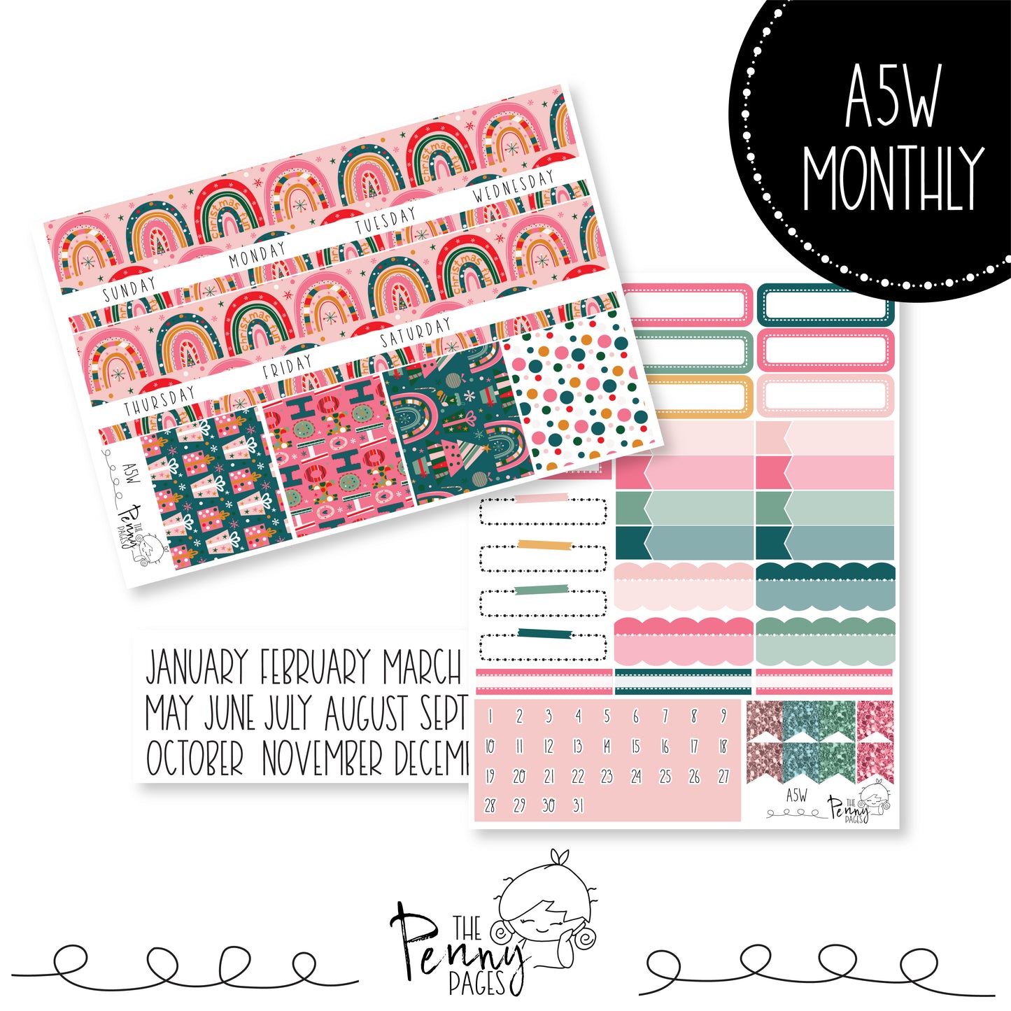 Various Size Monthly kit - Christmas Rainbows